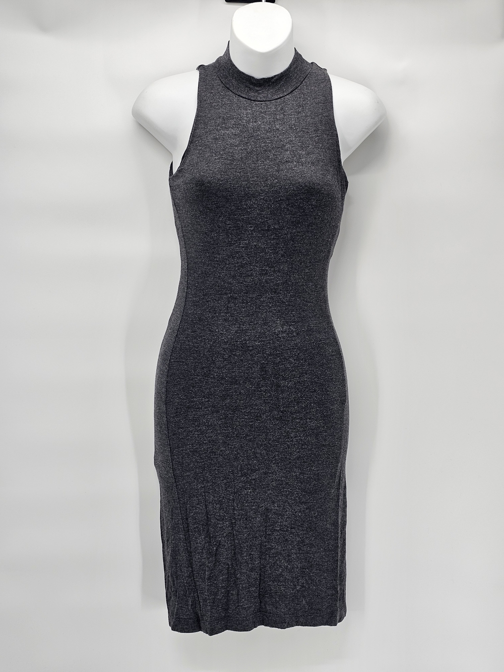 Sleeveless Mock Neck Bodycon Dress - Charcoal Gray Sizzler🧯🔥🔥🧯